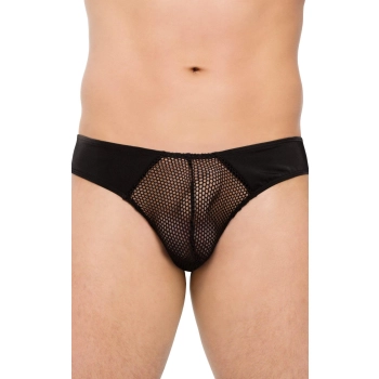 Stringi prowokacyjne siateczkowe SoftLine 4514 czarne XL
