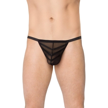 Stringi męskie wycięte SoftLine 4527 czarne OneSize