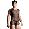 Zestaw siateczkowy koszulka i stringi SoftLine Collection czarny M/L