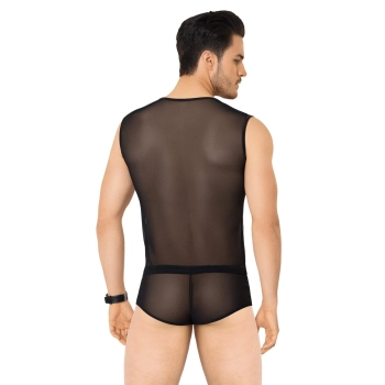Seksowna koszulka i szorty siateczkowe SoftLine Collection czarne XL