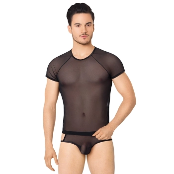 Siateczkowa koszulka i szorty SoftLine 4607 czarne XL
