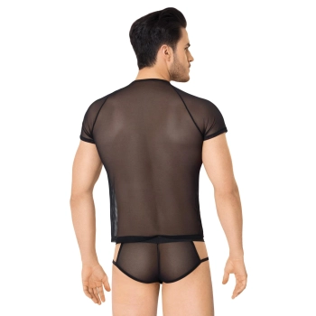 Siatęczkowa koszulka i szorty SoftLine 4607 czarne M/L