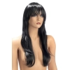 Peruka długa Brenda Brun czarna z grzywką World Wigs