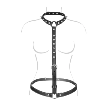 Uprząż na biust z kolcami Fetish Tentation imitacja skóry