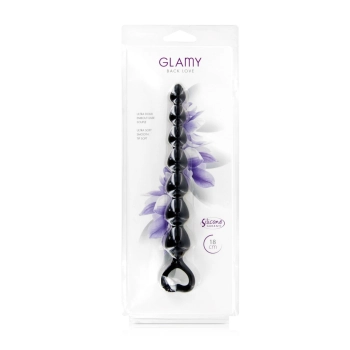 Pręt analny siedmiopoziomowy silikonowy Glamy czarny mały 18 cm