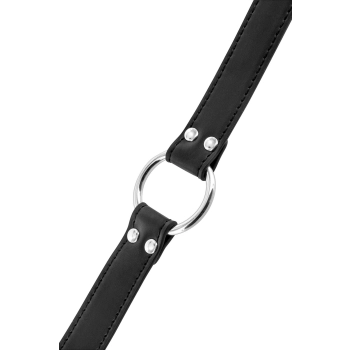 Knebel z metalowym pierścieniem Fetish Tentation czarny 48 mm