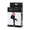Pończochy błyszczące wetlook z koronką ELIZA Glossy czarne XL