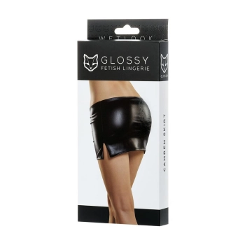 Błyszcząca mini spódniczka Wetlook Glossy CAMREN czarna M