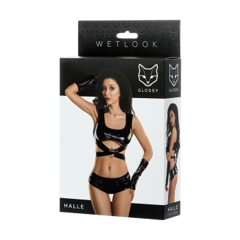 Błyszczący komplet Wetlook Glossy Halle czarny S