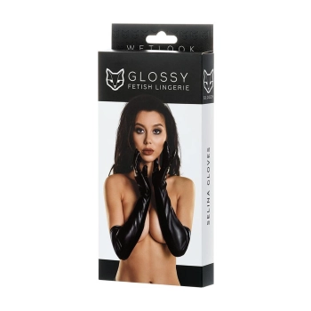 Rękawiczki błyszczące Wetlook Glossy Selina czarne M