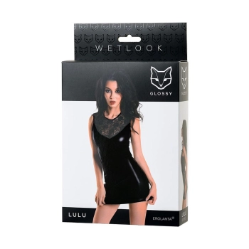 Sukienka wetlookowa czarna Lulu Glossy L