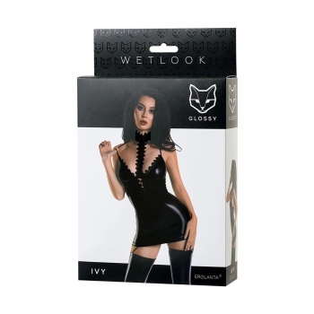 Sukienka wetlook Ivy Glossy czarna XL