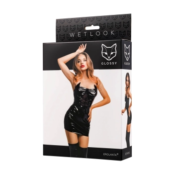 Sukienka wetlook Glossy Mirabell czarna XL