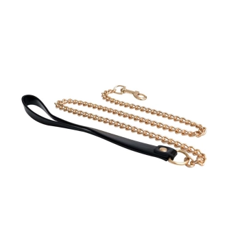 Smycz metalowa z łańcuchem i skórzanym uchwytem Fantasy 90 cm