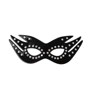 Maska fetyszowa Fantasy PU z kryształkami elastyczna