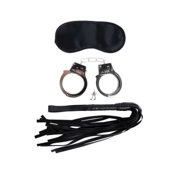 Zestaw BDSM Fantasy opaska flogger kajdanki metalowe