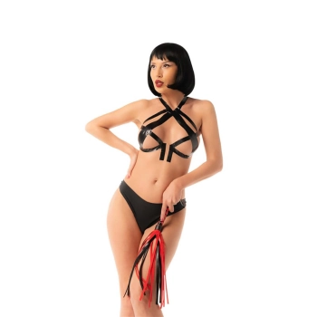 Czarno czerwony flogger Fantasy 51 cm