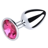 Korek analny Fantasy srebrny z różowym diamentem 7 cm