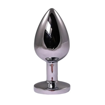 Korek analny Fantasy srebrny mały z czerwonym diamentem 7 cm