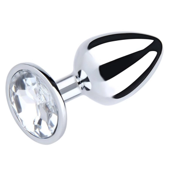 Korek analny mały srebrny z białym diamentem Fantasy 7 cm