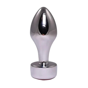 Korek analny srebrny z różowym diamentem Fantasy 7,7 cm