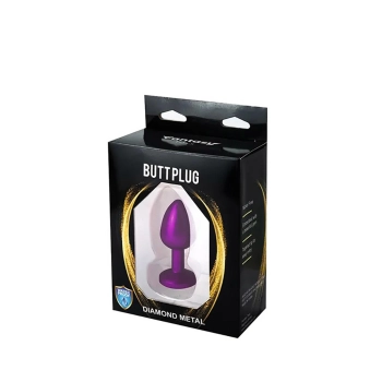 Fioletowy korek analny Fantasy z białym diamentem 7 cm
