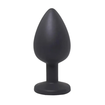 Korek analny silikonowy Fantasy z białym kryształem czarny large 9 cm