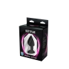 Korek analny silikonowy czarny medium z białym kryształem Fantasy 8 cm