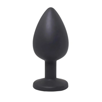 Korek analny silikonowy czarny medium z białym kryształem Fantasy 8 cm
