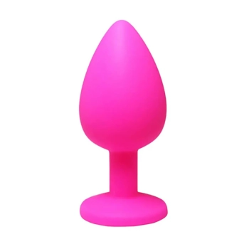 Różowy silikonowy korek analny Fantasy średni z białym kryształem 8 cm