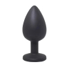 Czarny silikonowy korek analny Fantasy mały z białym kryształem 7 cm