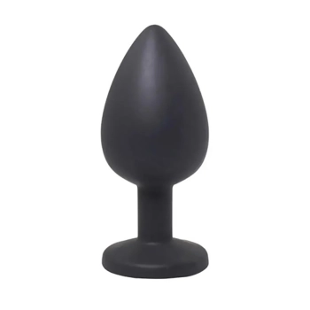 Czarny silikonowy korek analny Fantasy mały z białym kryształem 7 cm