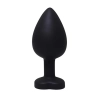 Korek analny silikonowy serduszko Fantasy Large czarny z kryształem 9 cm