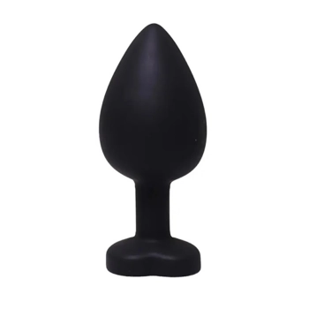 Korek analny silikonowy serduszko Fantasy Large czarny z kryształem 9 cm