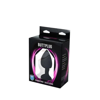 Korek analny silikonowy serduszko Fantasy Large czarny z kryształem 9 cm
