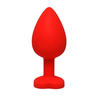 Korek analny Fantasy serce czerwony z kryształem 8 cm