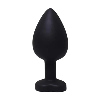 Korek analny silikonowy Fantasy serduszko czarny z kryształem 7 cm