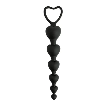 Koraliki analne Fantasy serduszka silikonowe czarne 18 cm