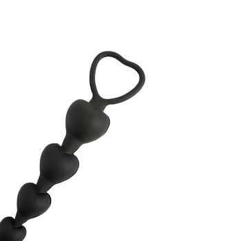 Koraliki analne Fantasy serduszka silikonowe czarne 18 cm
