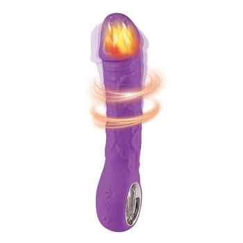 Wibrator realistyczny Fantasy fioletowy silikonowy 22 cm z grzaniem USB