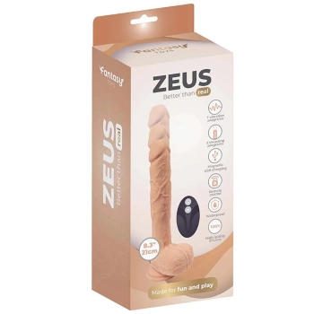 Dildo realistyczne wibrujące z ruchem Fantasy Zeus 21 cm z pilotem