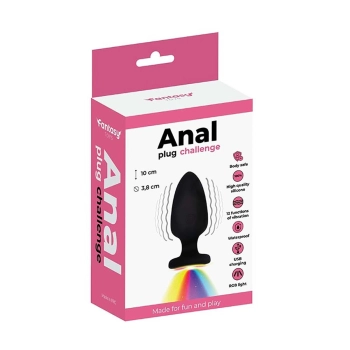 Korek analny wibrujący LED silikonowy Fantasy 10 cm USB z pilotem