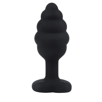 Korek analny silikonowy Fantasy czarny żebrowany 7cm