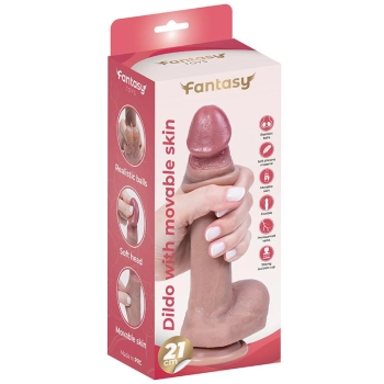 Dildo silikonowe Fantasy z ruchomą skórką 21 cm