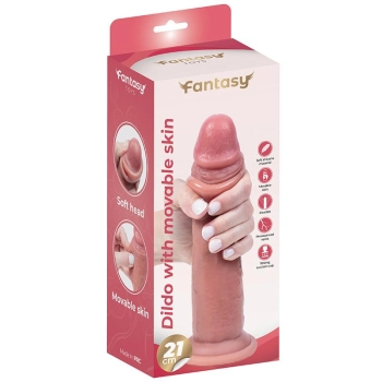 Dildo silikonowe z ruchomą skórką Fantasy 21 cm