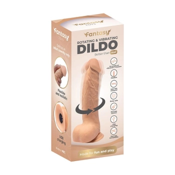 Dildo rotacyjne wibrujące realistyczne Fantasy 22 cm USB z pilotem