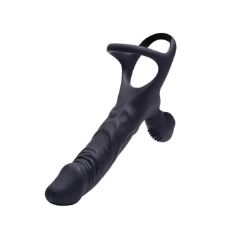 Dildo wibrujące do podwójnej penetracji Fantasy Hephaestus USB 19,5 cm