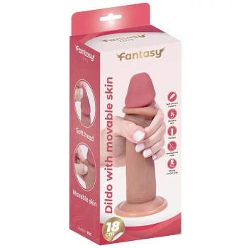 Dildo silikonowe realistyczne z ruchomą osłonką Fantasy 18 cm