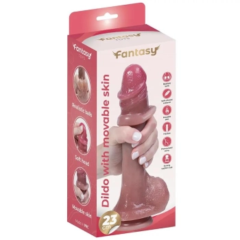 Dildo silikonowe Fantasy z ruchomą osłonką 23 cm