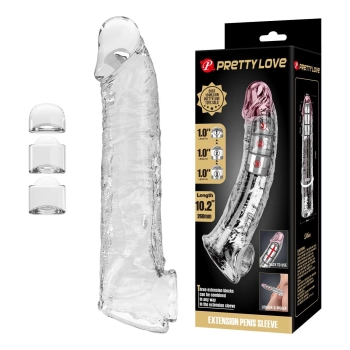 Przedłużka na penisa Pretty Love przezroczysta modułowa 26 cm